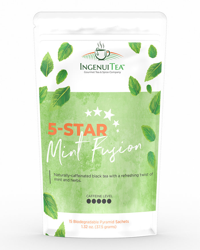 organic caffeinated black tea with mint and herbs