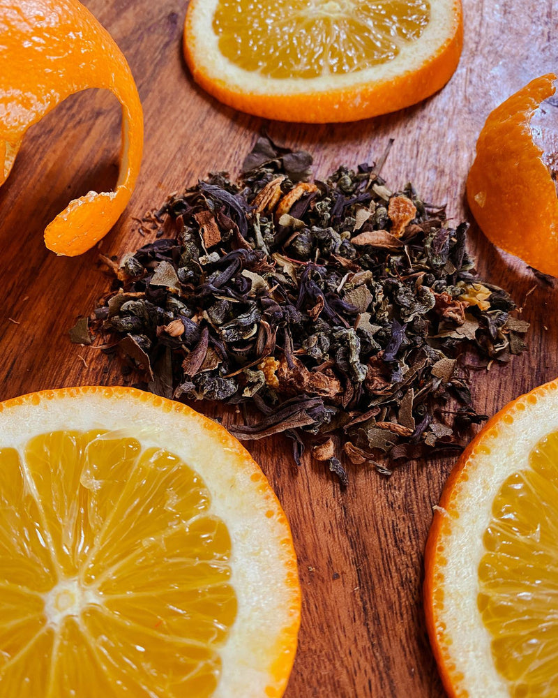Loose leaf tea with oranges