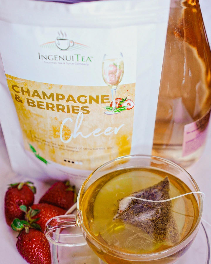 a cup of organic brewed coffee with fruit and packaged tea