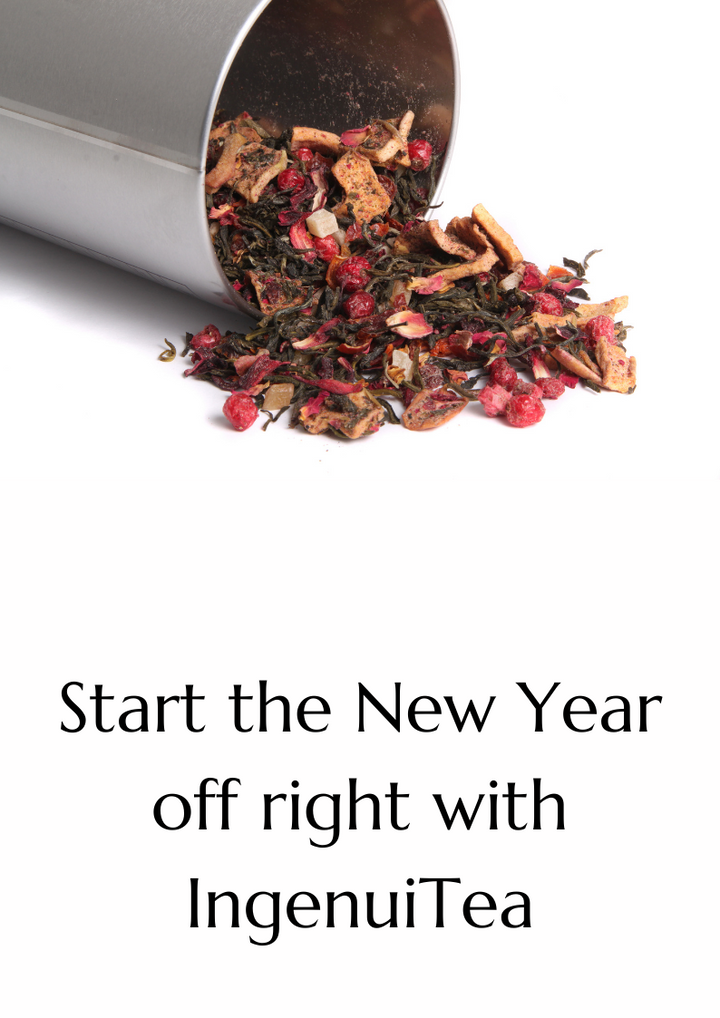 organic loose leaf tea spilling out of cup