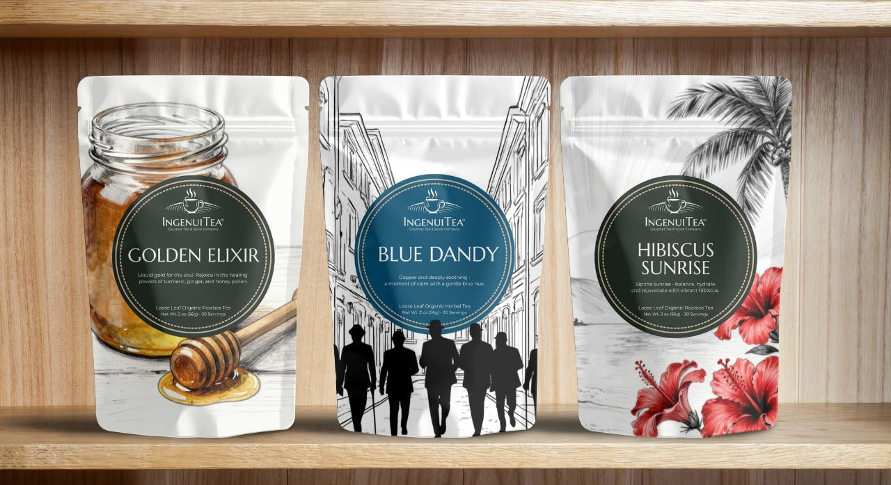 IngenuiTea™ wellness tea trio on shelf